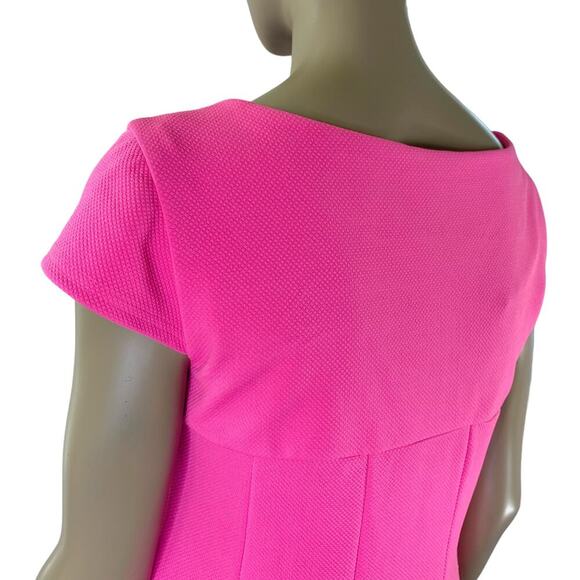 Karin Stevens Cap Sleeves Fit Flare Skater Dress Jersey Stretchy Size 14 Pink - Picture 9 of 16